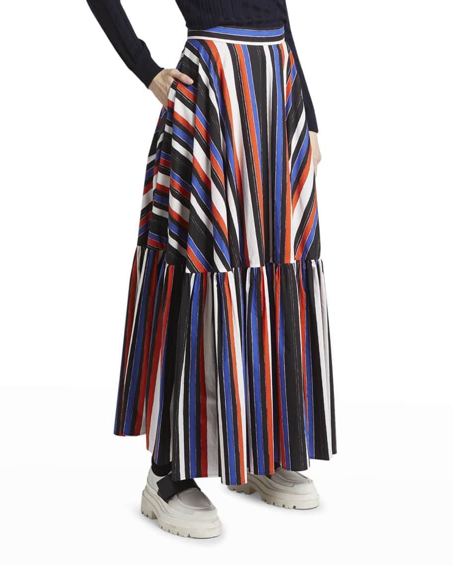 Plan C Striped Maxi Skirt