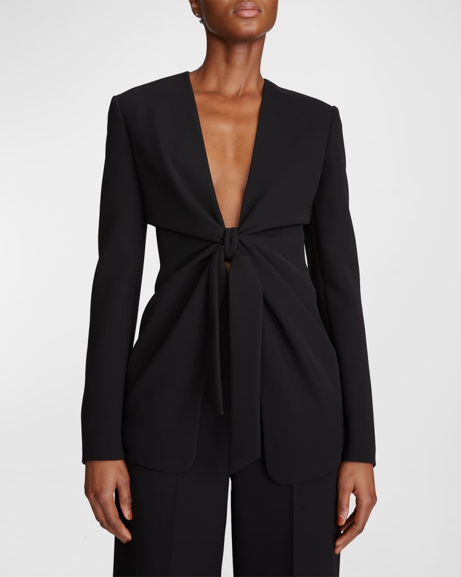Halston Jemma Front-Tie Crepe Blazer | Neiman Marcus