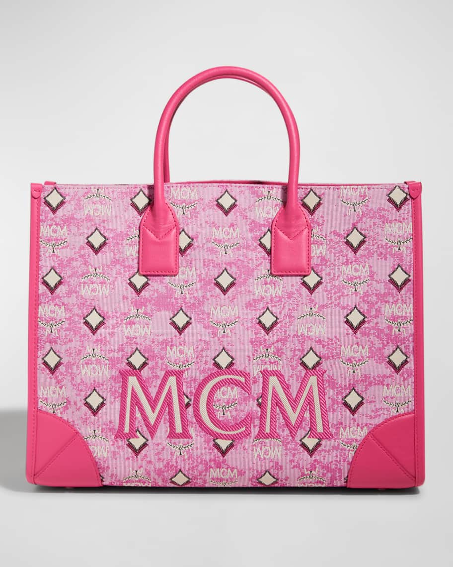 MCM Munchen Large Distressed Monogram Tote Bag Neiman Marcus