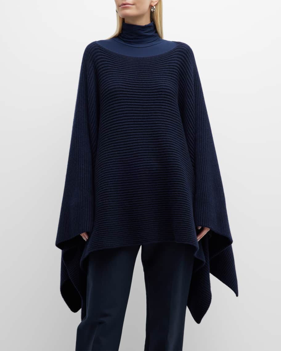 THE ROW Romie Cashmere Rib-Knit Poncho Top | Neiman Marcus