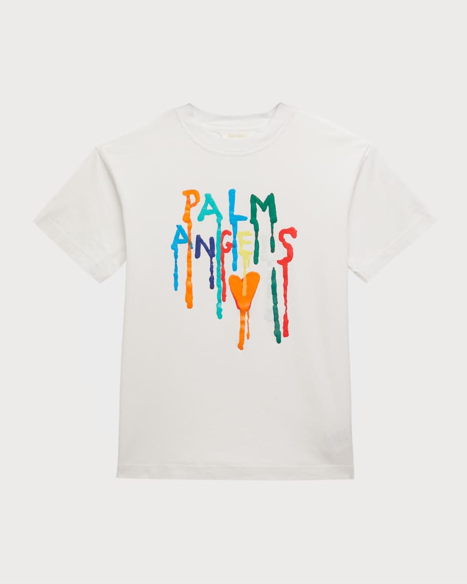 Palm Angels Kid's Dripping Logo T Shirt, Size    Neiman Marcus