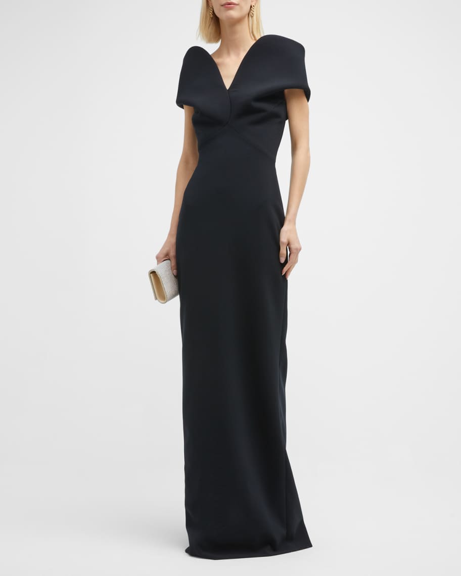 Brandon Maxwell Structured Off-The-Shoulder Column Gown