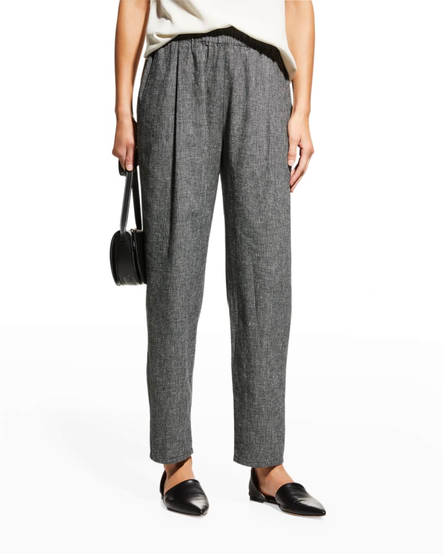 Eileen Fisher Women's Tapered Silk Ankle Pants Black Size Small