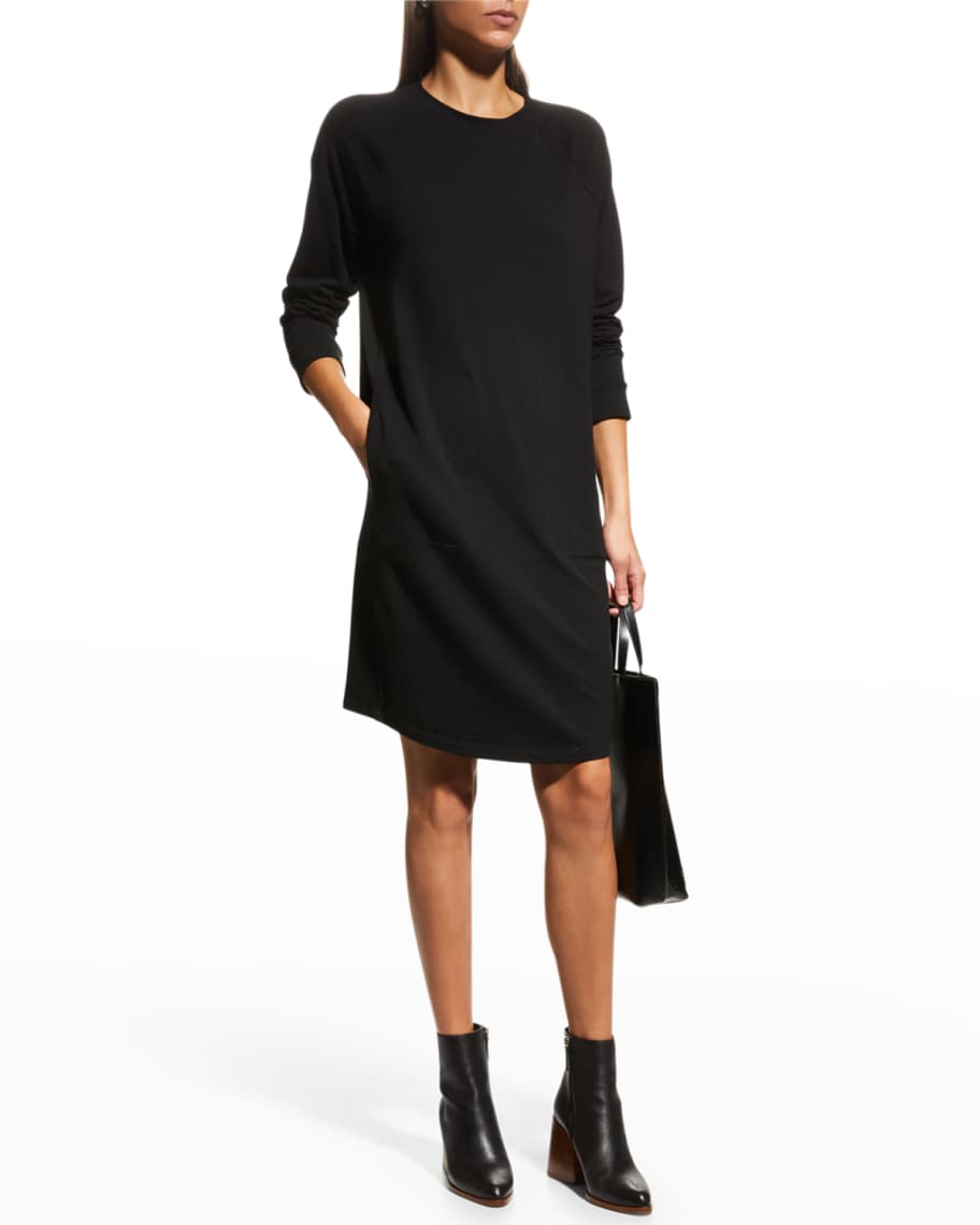 Eileen Fisher Raglan-Sleeve Crewneck Jersey Dress | Neiman Marcus