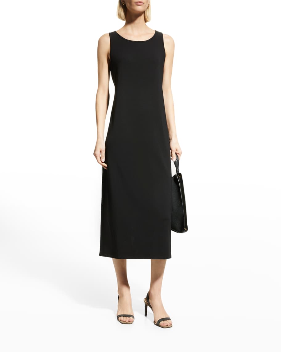 eileen fisher scoop neck jersey midi dress Eileen Fisher Jersey Scoop Neck MIDI Dress Black Size XS
