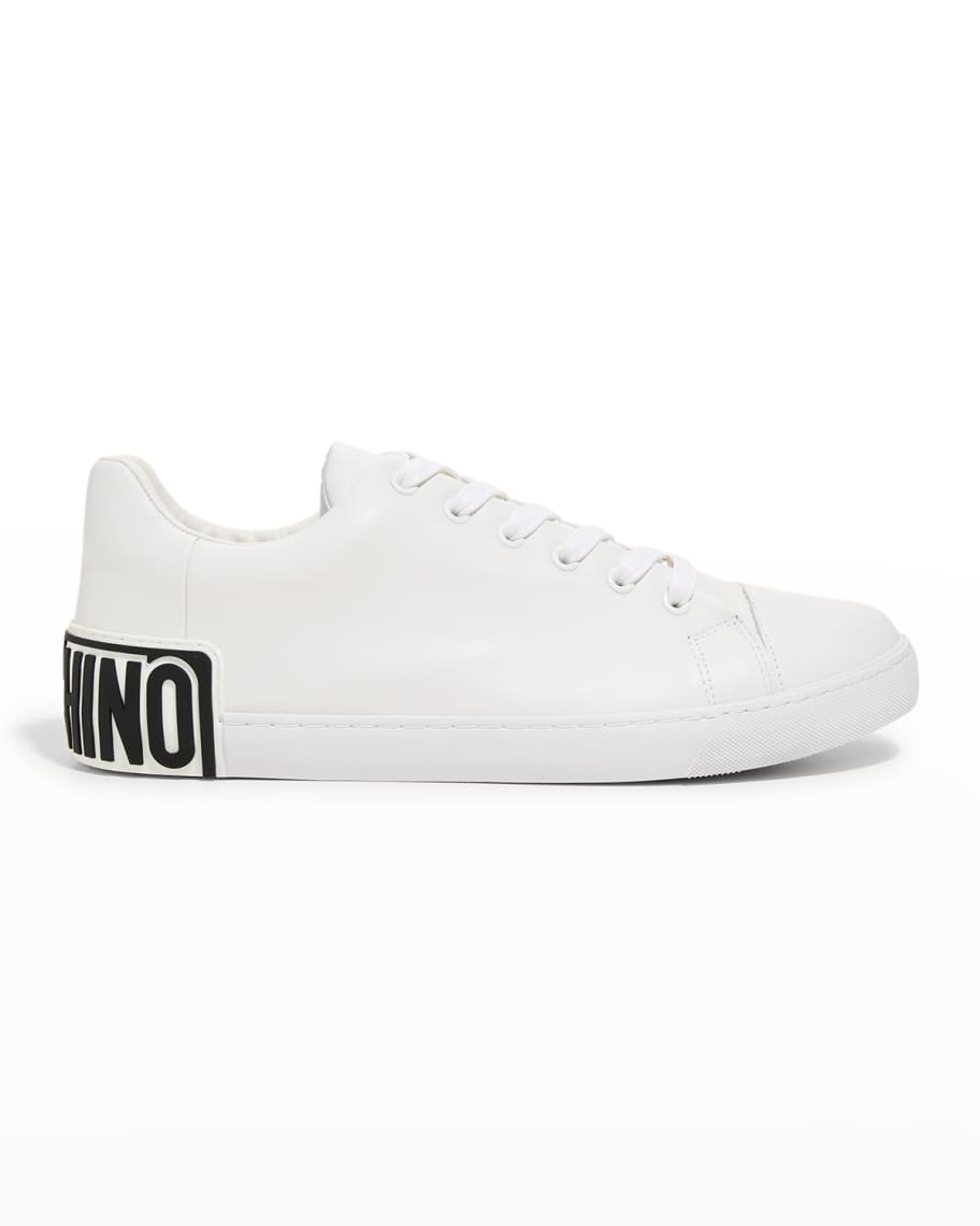 Moschino Men's Maxilogo Leather Low-Top Sneakers | Neiman Marcus