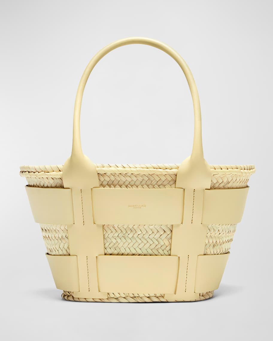 DeMellier Santorini Mini Caged Straw Top-Handle Bag | Neiman