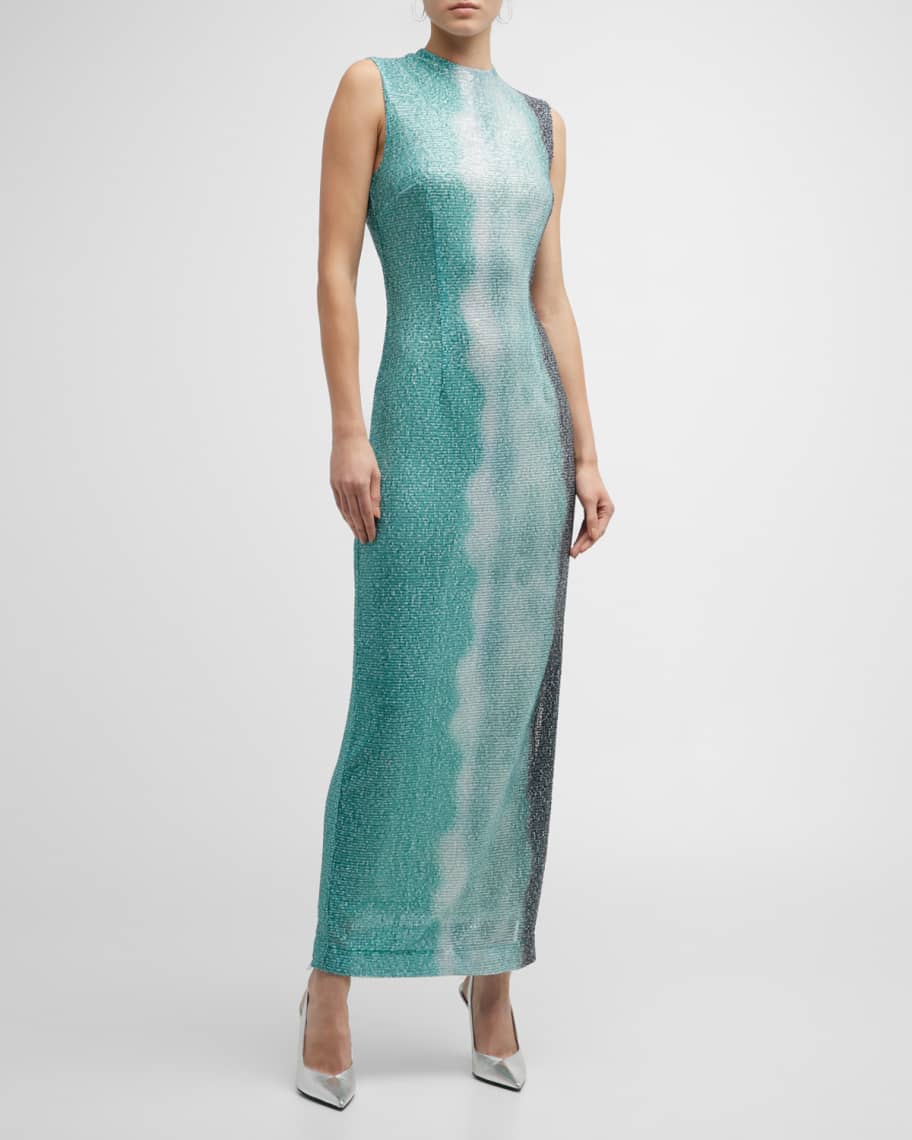 16ARLINGTON Mira Sequin TieDye Sleeveless SideSlit Maxi Dress