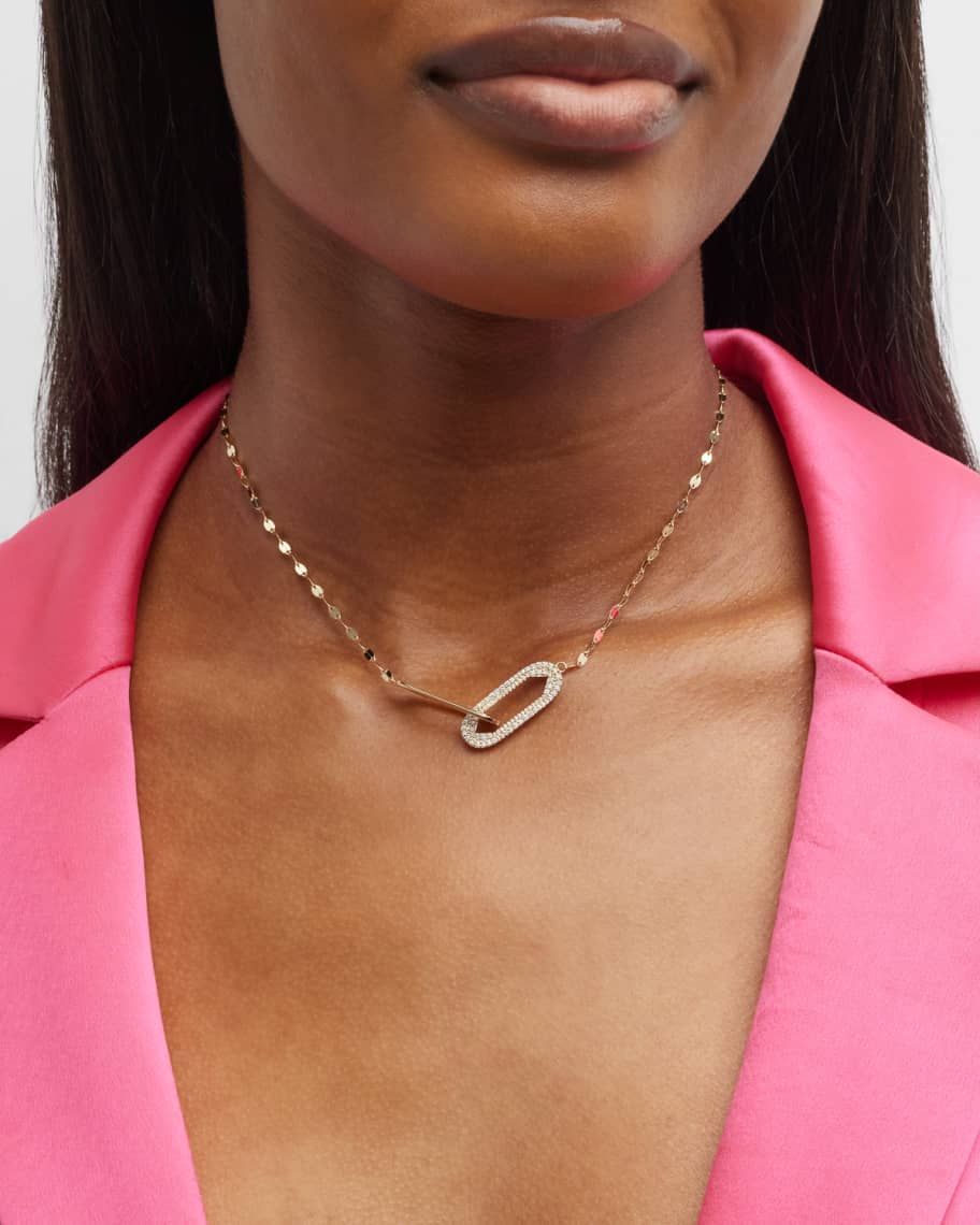 Image 2 of 5: 14K Gold Link Necklace with Diamonds