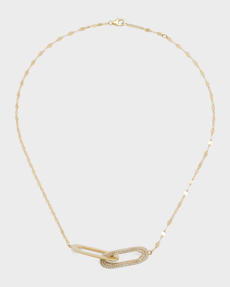 Image 1 of 5: 14K Gold Link Necklace with Diamonds