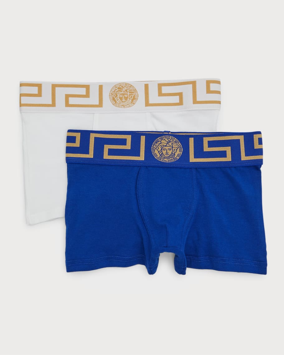 Versace Boy's Two Pack Greca Waistband Underwear, Size 4-6 | Neiman Marcus