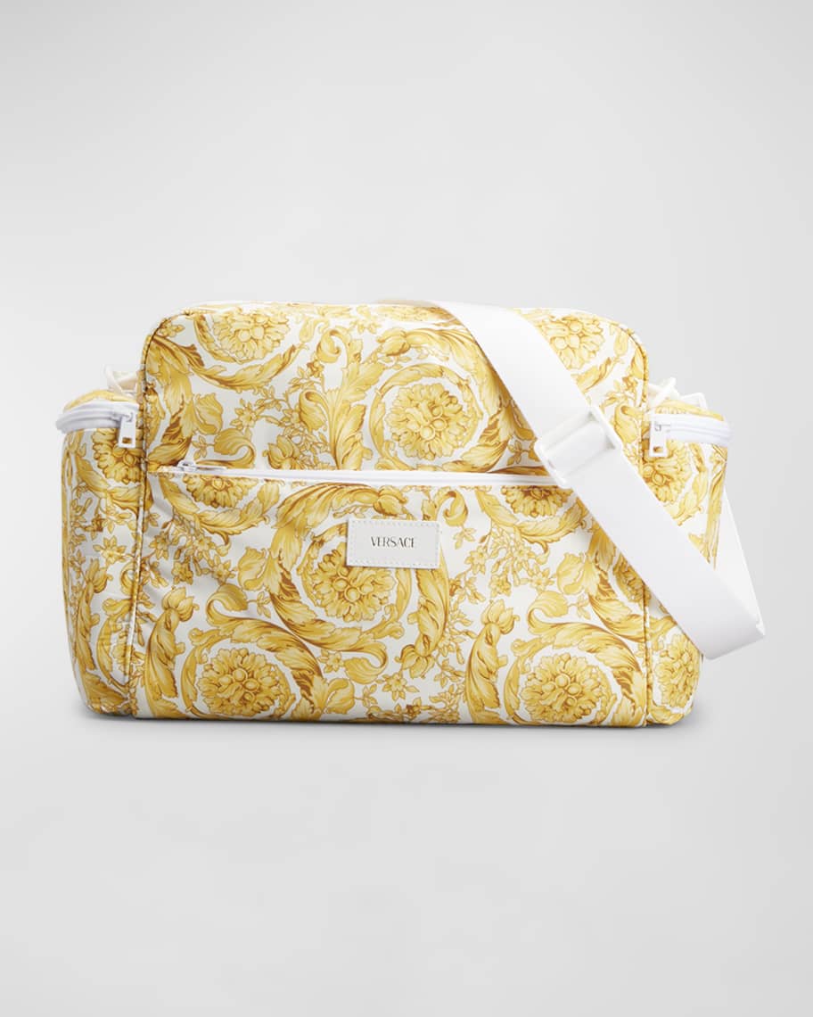 White And Yellow Printed Versace Bag