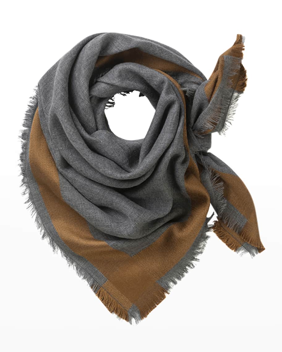 Coach Merino Wool-Cashmere Blend Reversible Scarf Gray - Black Leather Tag