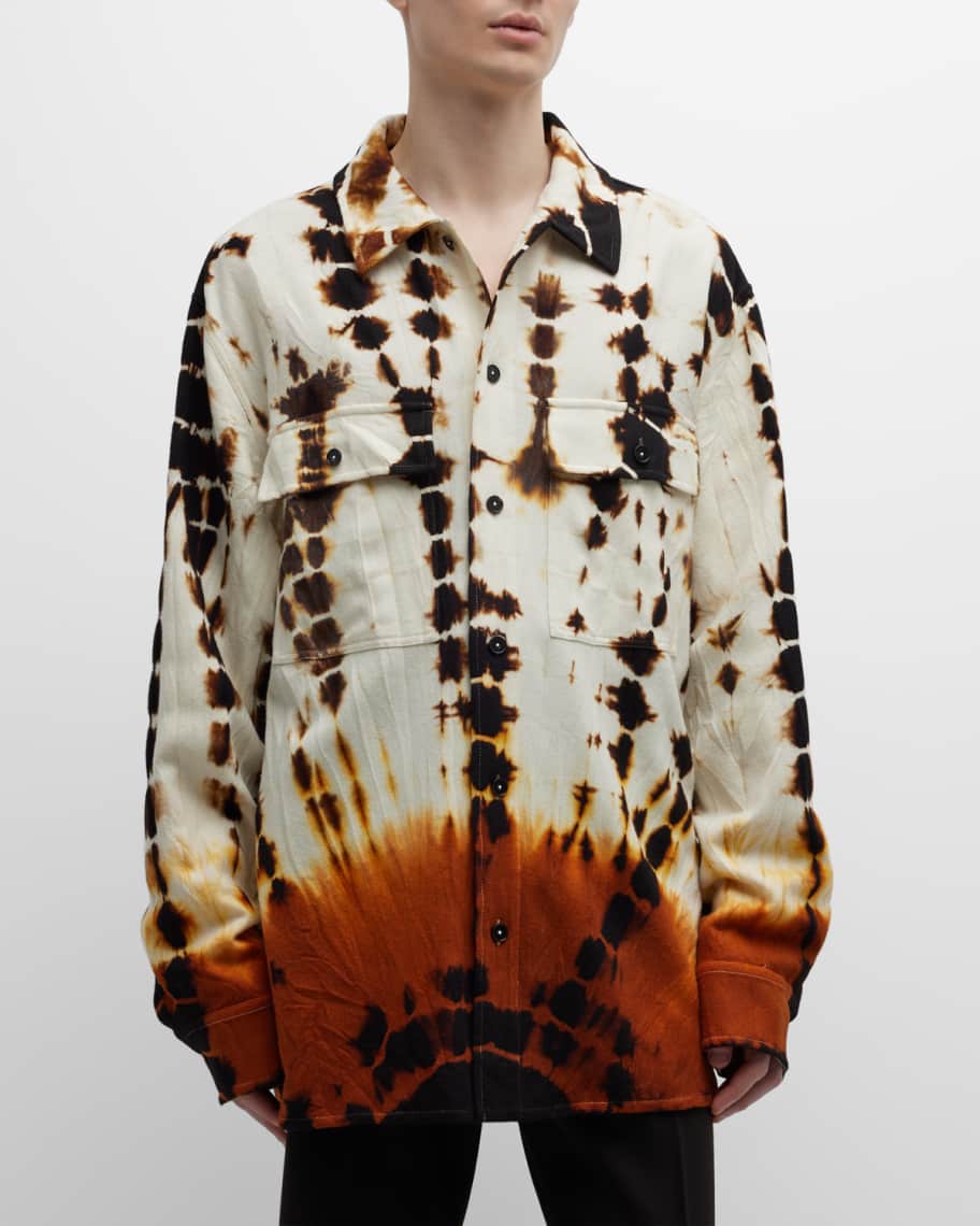 Jil Sander Men's TieDye Flannel Shirt Jacket Neiman Marcus