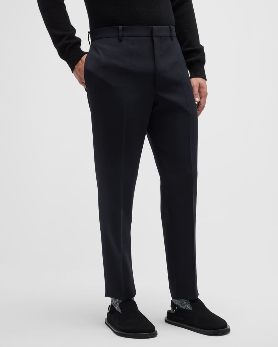 Jil Sander Men's Sharp Wool Gabardine Trousers | Neiman Marcus