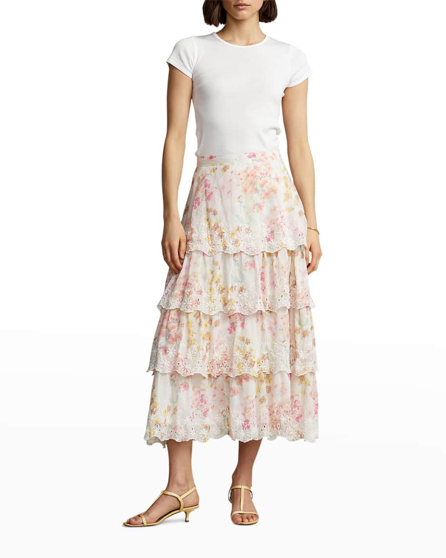 Ralph lauren tiered skirt clearance