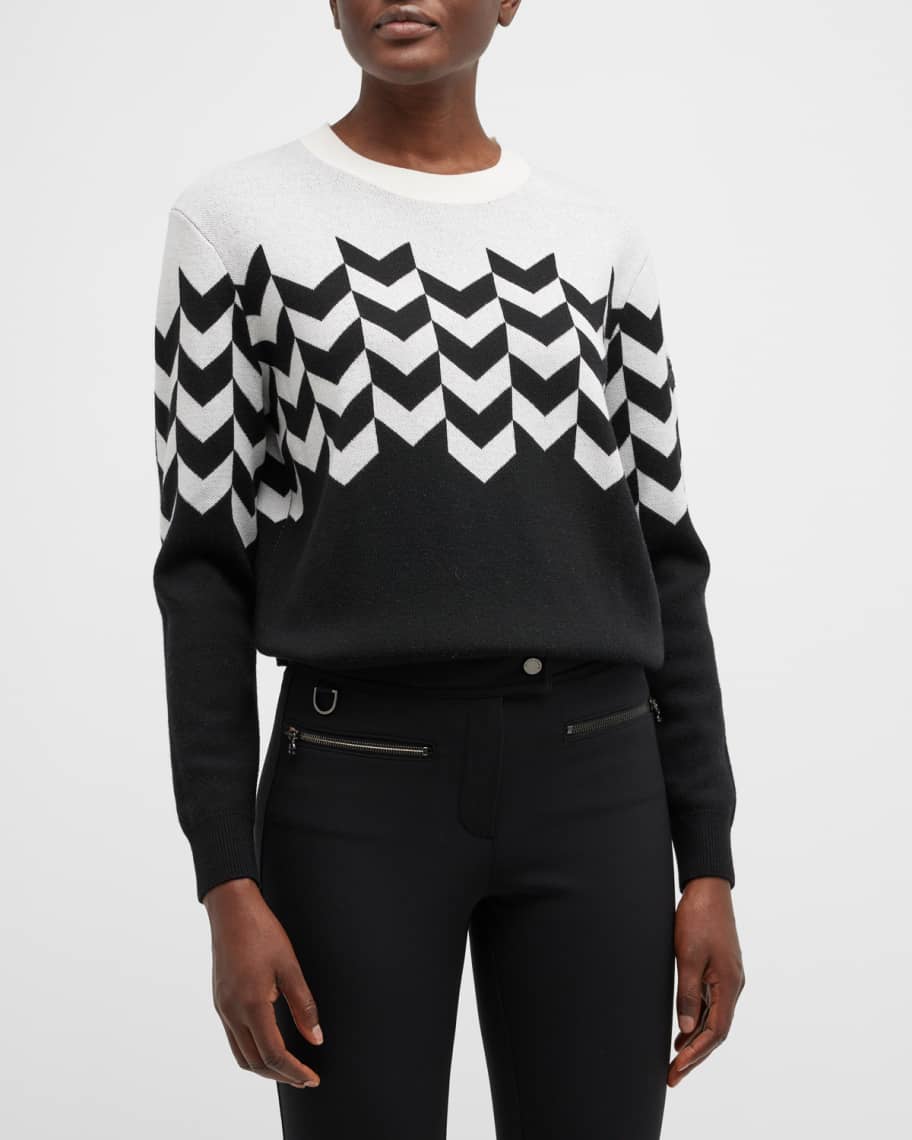 Gaia Chevron Double-Knit Wool Sweater