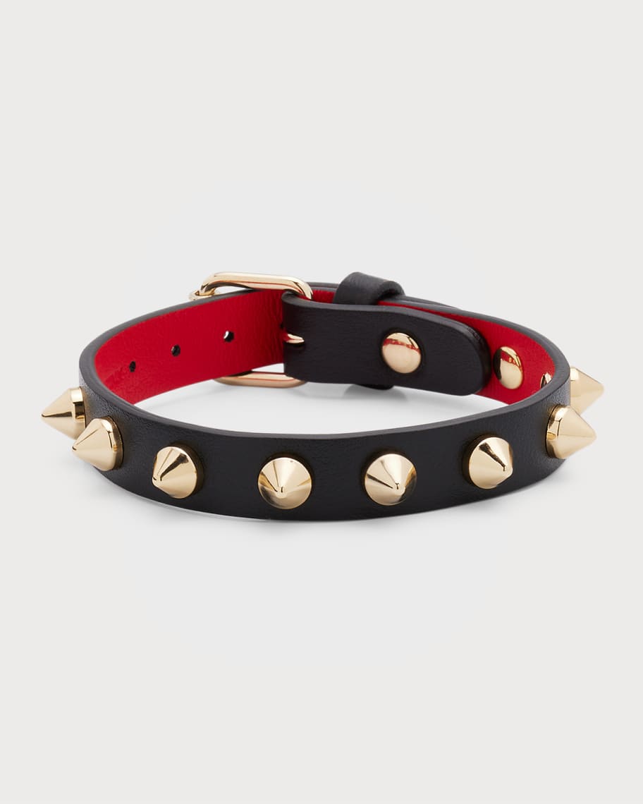 Christian Louboutin Men's Loubilink Spike Leather Bracelet