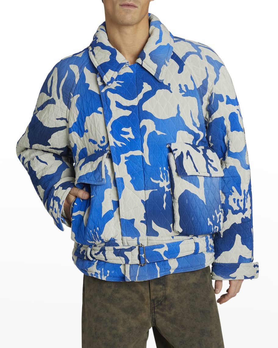 Dries Van Noten Men's Vannan Floral Belted Jacket | Neiman Marcus