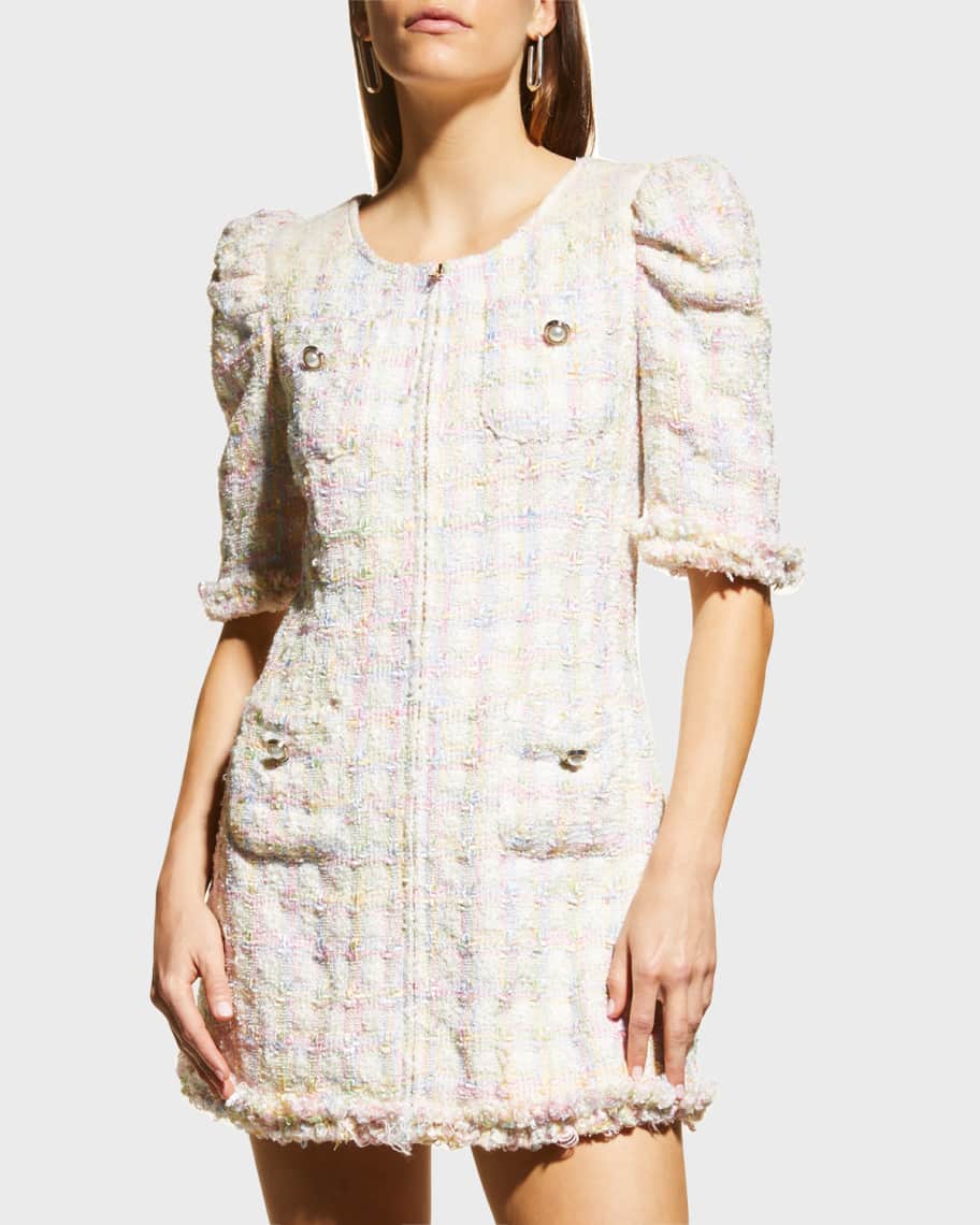 LoveShackFancy Hermosa Tweed Mini Dress Neiman Marcus