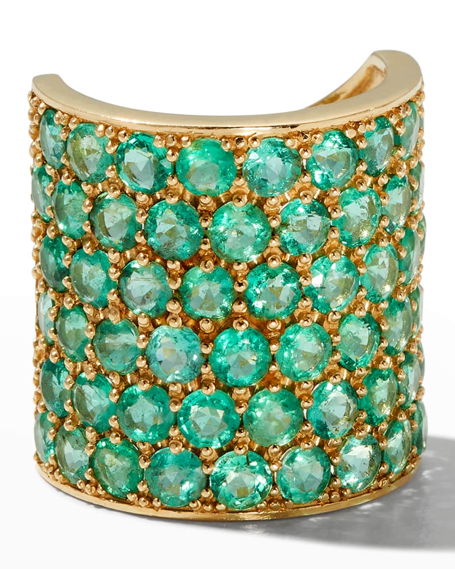 Siena Lasker 14K Yellow Gold 6-Row Emerald Ring, Size 7 | Neiman Marcus