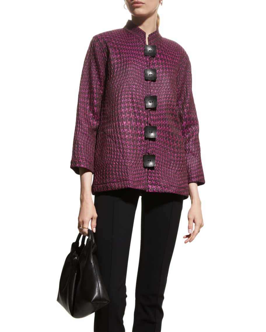 Caroline Rose Houndstooth Jacquard Jacket | Neiman Marcus