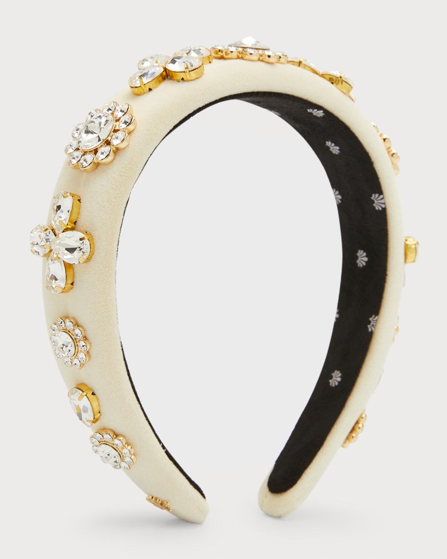 Lele Sadoughi Crystal Embellished Padded Velvet Headband  display picture 2