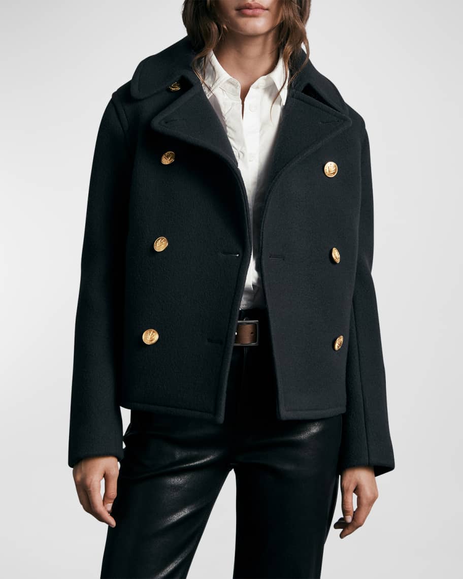 Rag & Bone Alfie Double-Breasted Peacoat with Detachable Collar
