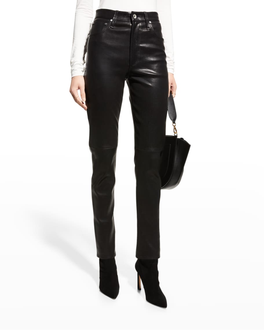 Rag & Bone Paneled Straight Leather Pants | Neiman Marcus