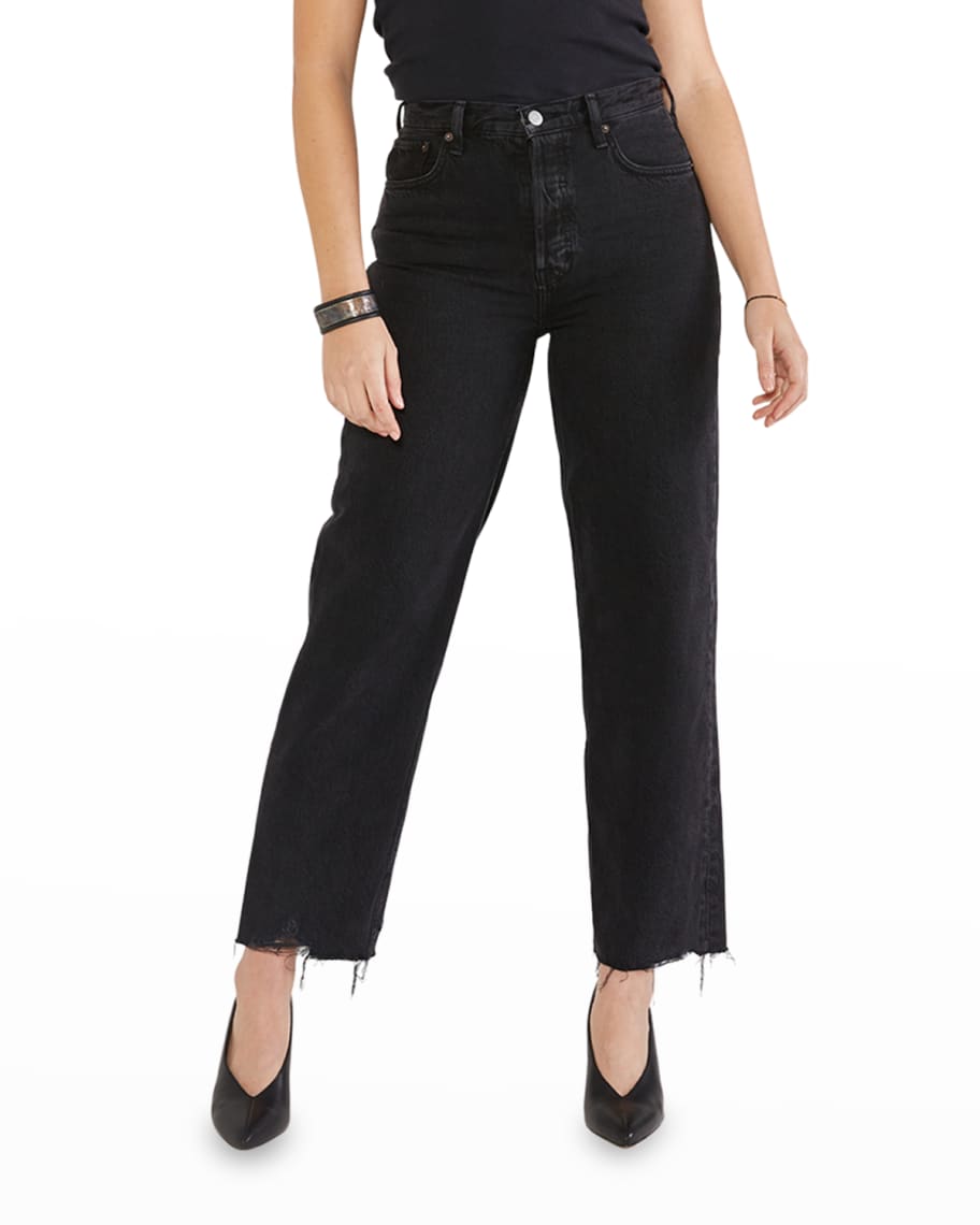 ETICA Tyler Vintage Straight-Leg Cropped Jeans with Raw Hem | Neiman Marcus