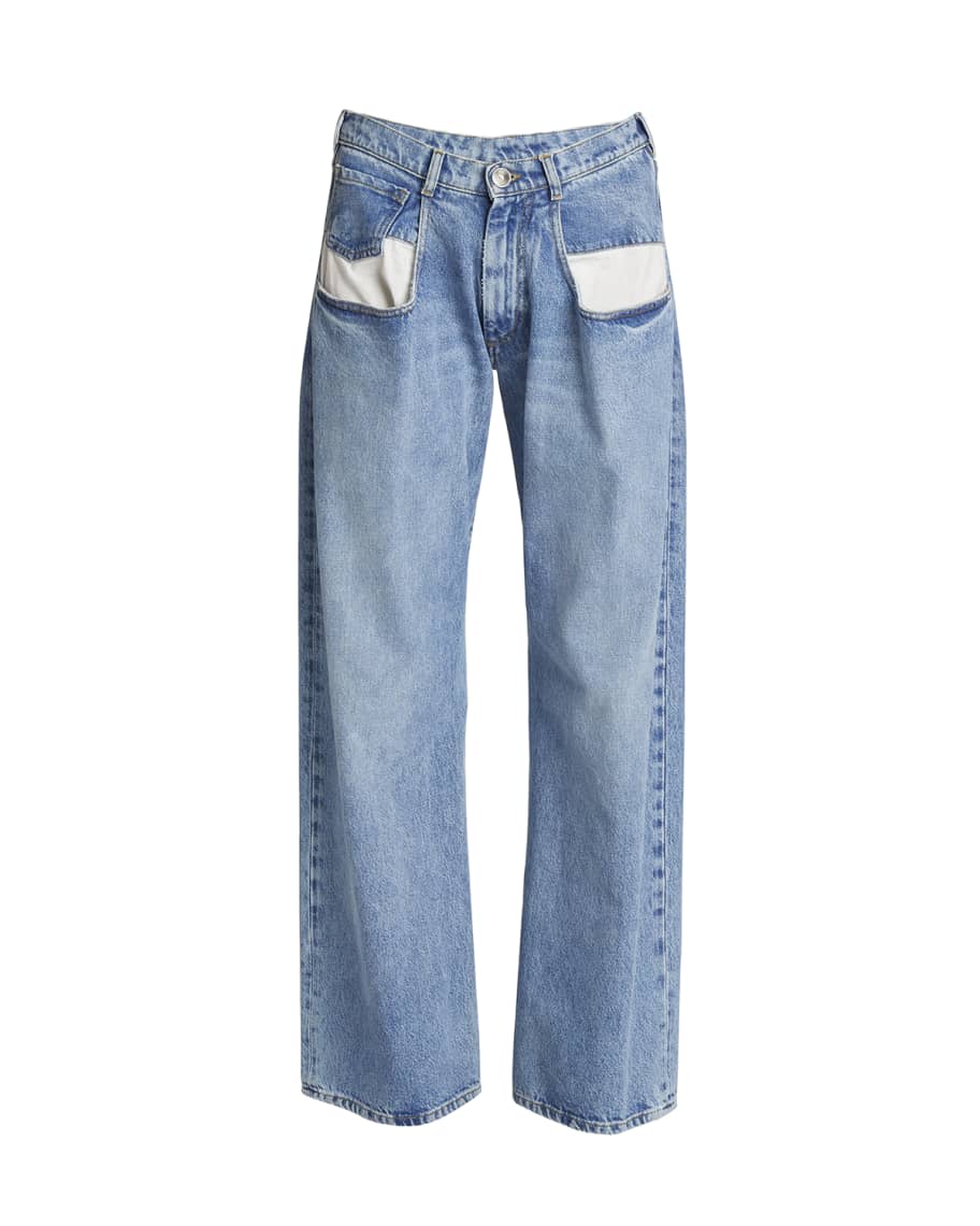 Maison Margiela 5-Pocket Wide-Leg Denim Pants | Neiman Marcus