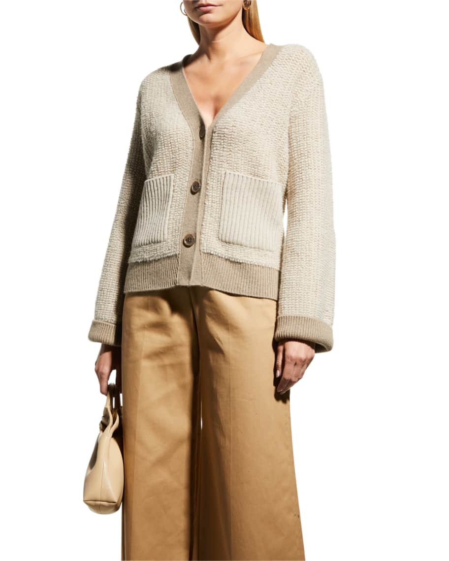 Lisa Yang Sonia Contrast Knit Cashmere Cardigan | Neiman Marcus