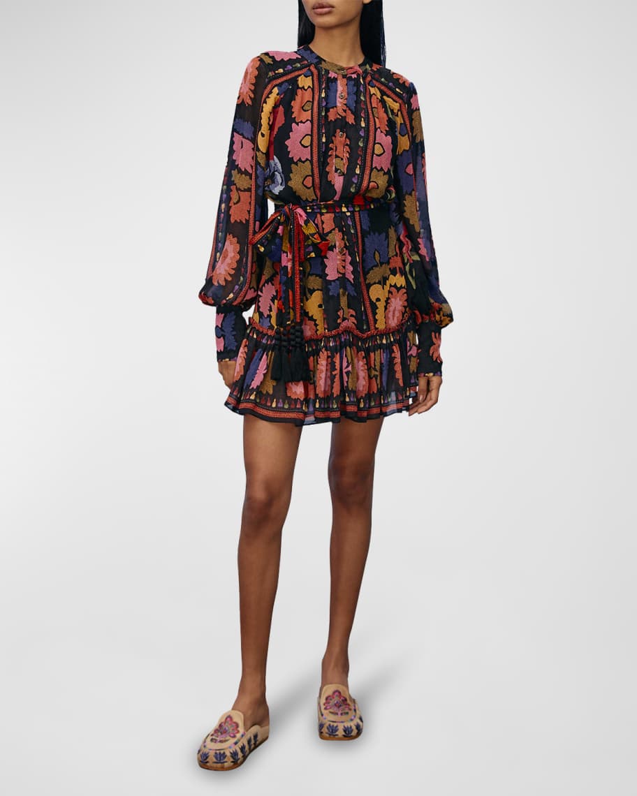 Farm Rio Flowers Tapestry Button-Front Mini Dress | Neiman Marcus