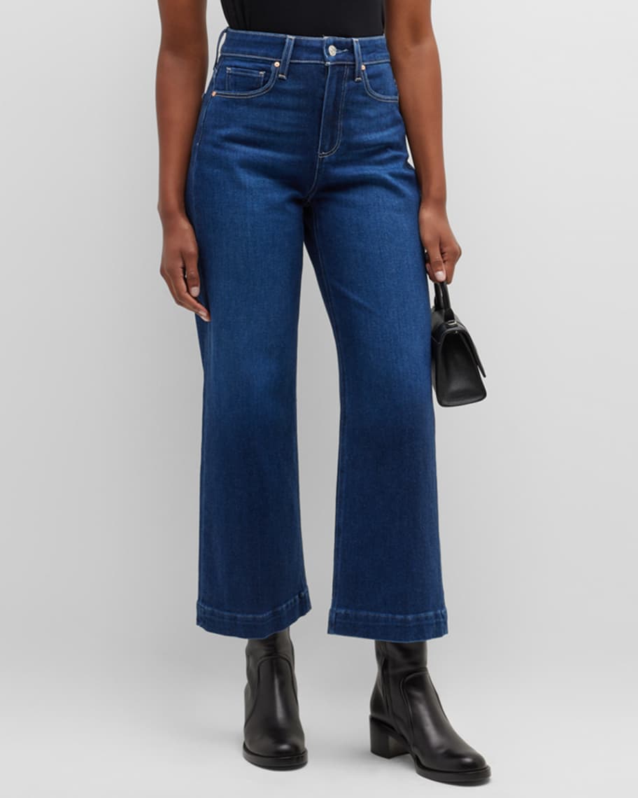 PAIGE Flaunt Spotlight Wide-Leg Ankle Jeans | Neiman Marcus