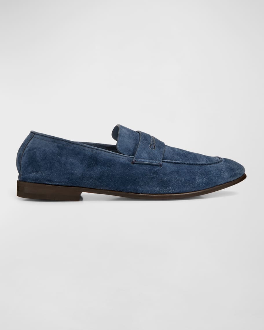 ZEGNA Men's Lasola Suede-Leather Penny Loafers | Neiman Marcus