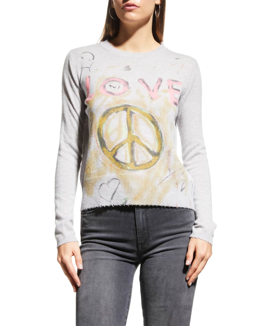 Lisa Todd Peace and Love Graphic Cashmere Sweater | Neiman Marcus