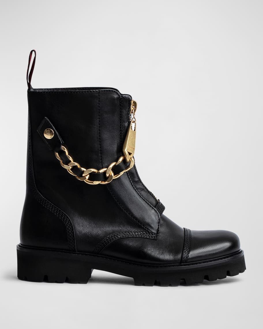 Zadig & Voltaire Joe Chain Zip Moto Boots | Neiman Marcus