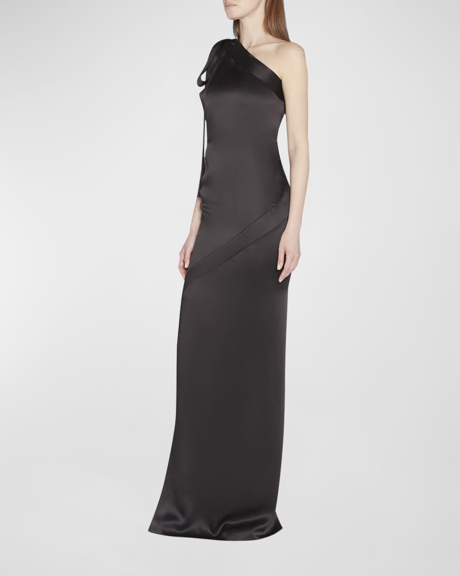 TOM FORD One-Shoulder Bow Satin Gown | Neiman Marcus
