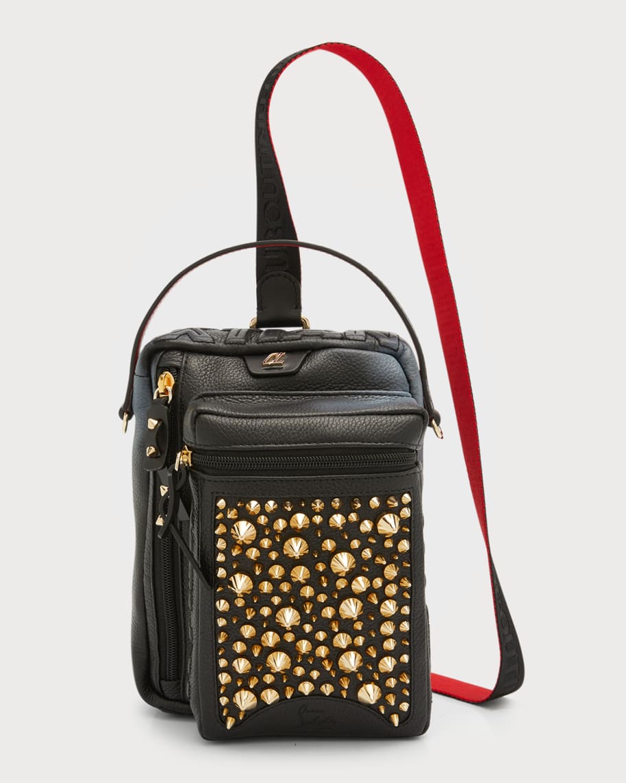 CHRISTIAN LOUBOUTIN: Loubitown leather bag with spikes - Black  Christian  Louboutin shoulder bag 1225154 online at