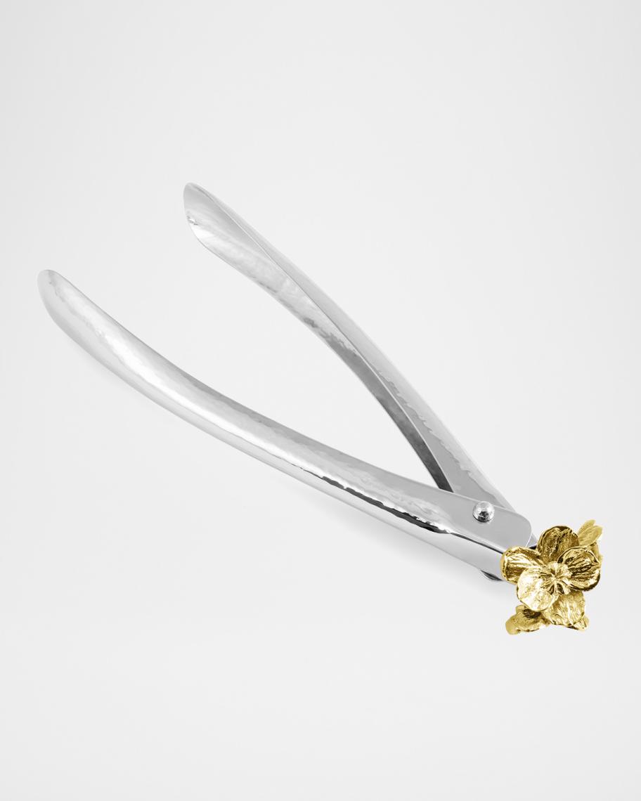Michael Aram Gold Orchid Large Lock Spring Tongs | Neiman Marcus