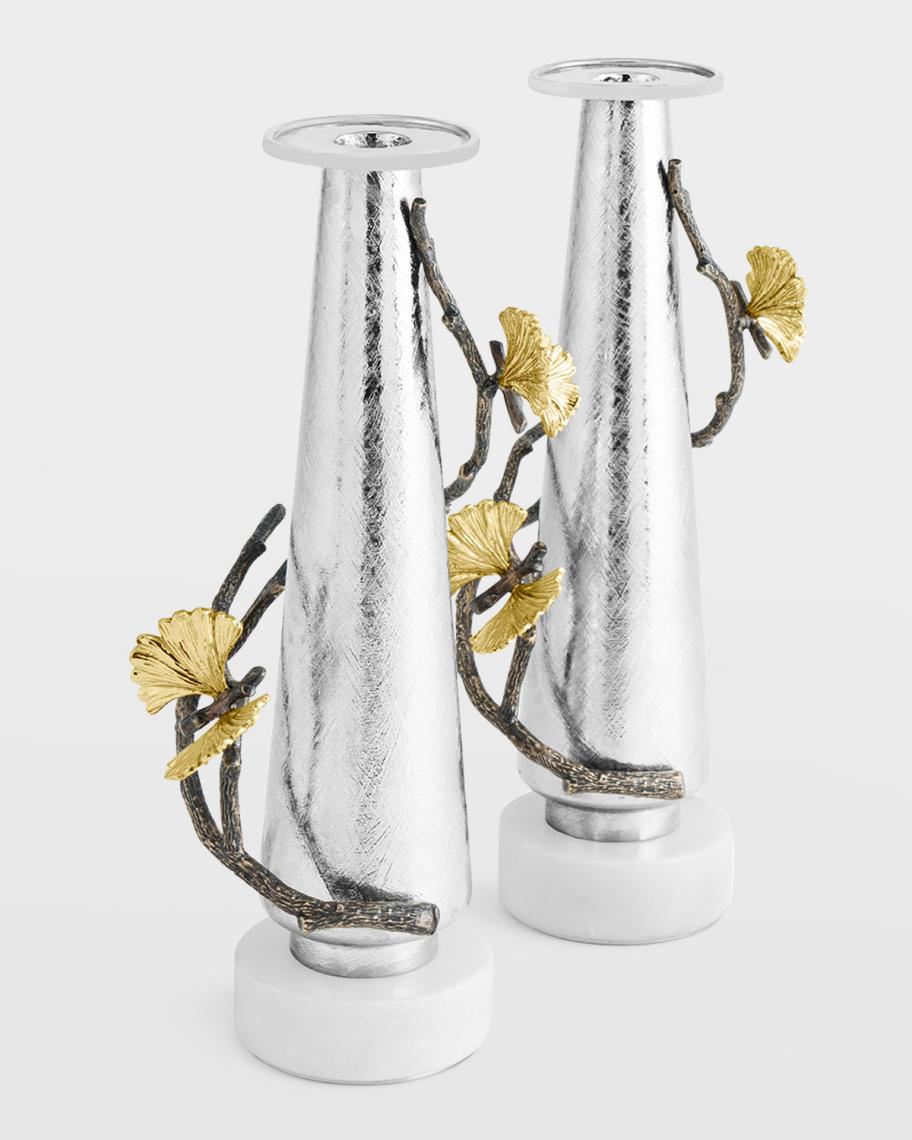 Michael Aram Butterfly Ginkgo Gold Candle Holders, Set of 2 | Neiman Marcus