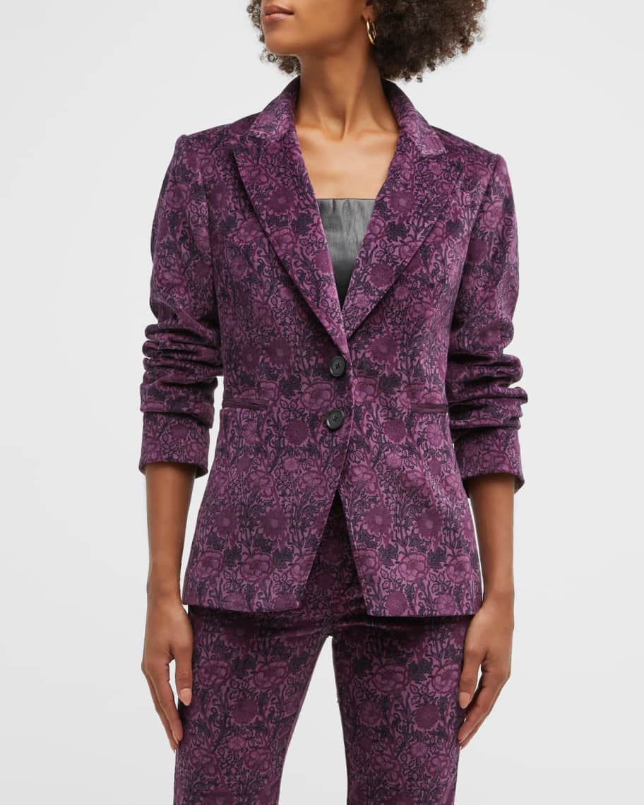 PAIGE Chelsee Floral Single-Breasted Velvet Blazer | Neiman Marcus