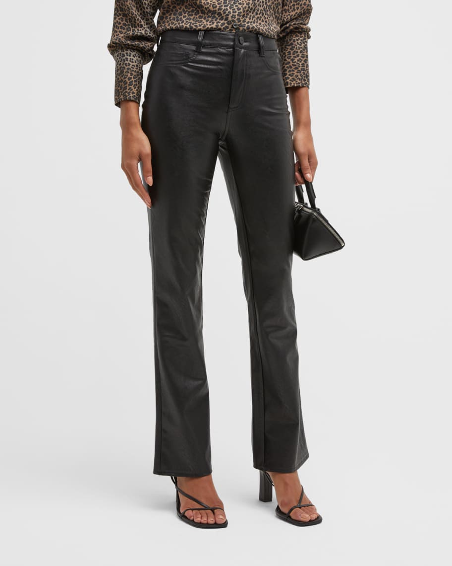 black leather bootcut pants