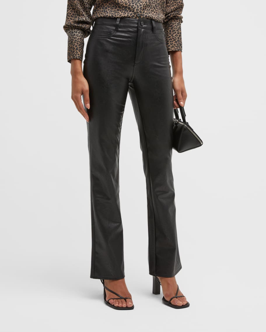 PAIGE Manhattan Vegan Leather Bootcut Pants | Neiman Marcus