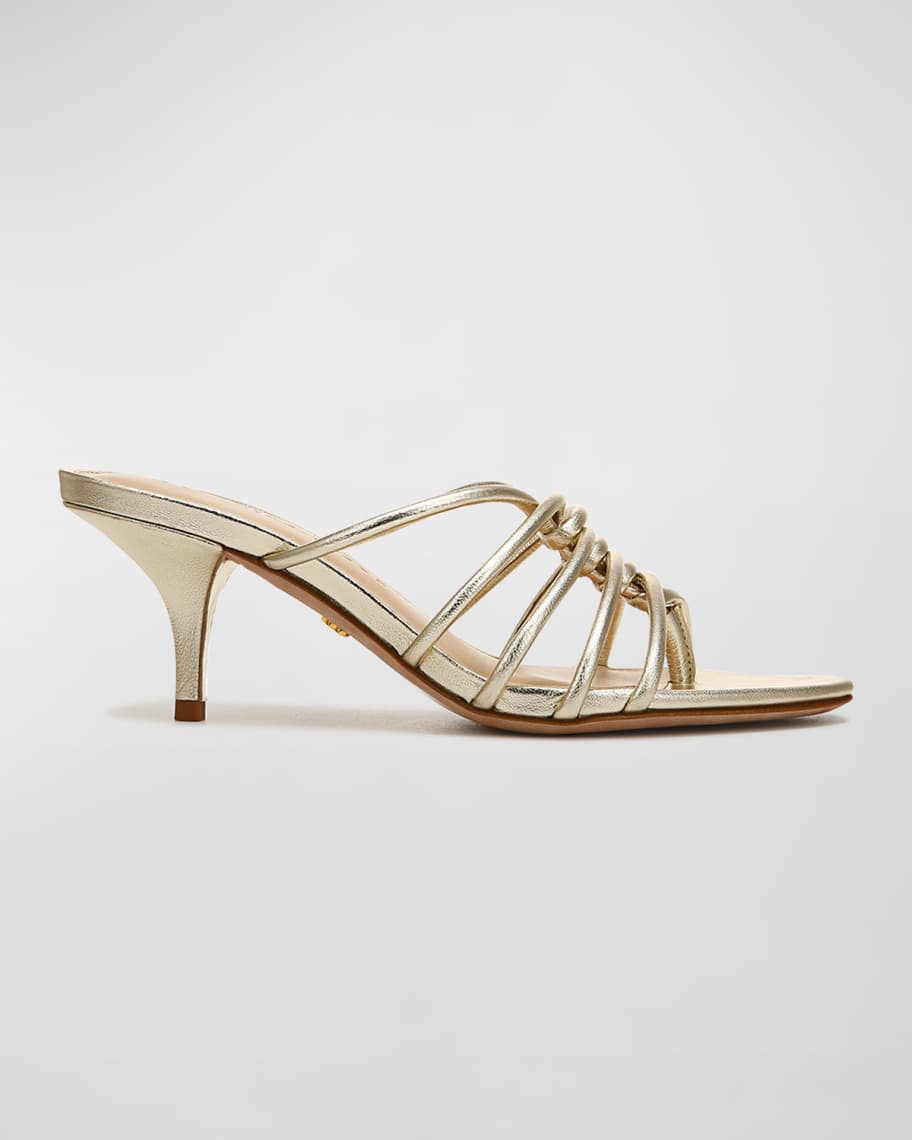 Veronica Beard Gaffney Strappy Metallic Mule Heels | Neiman Marcus