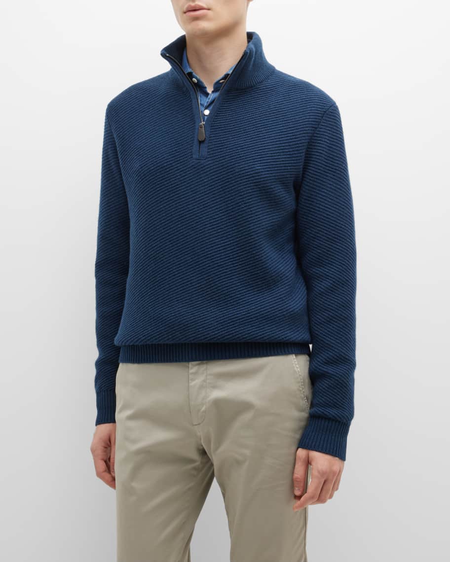 Loro Piana Men's Harvey Quarter-Zip Cashmere Sweater | Neiman Marcus
