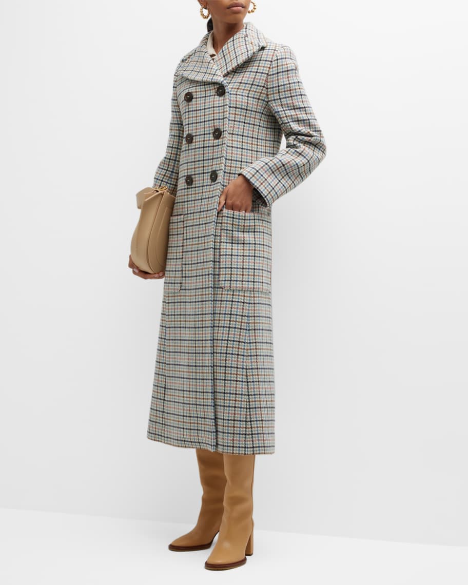 See by Chloe City Check Long Wool Coat | Neiman Marcus