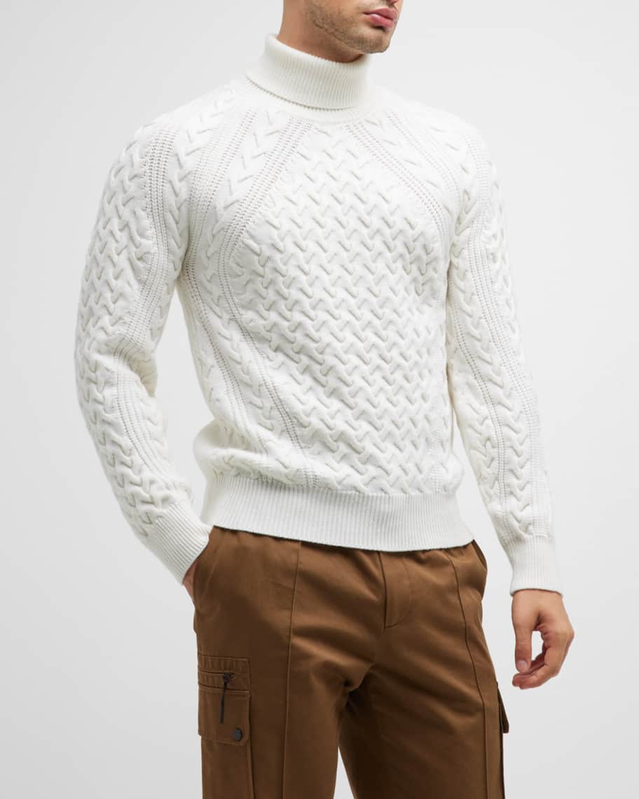 ZEGNA Men's Techmerino™ Cable-Knit Turtleneck Sweater | Neiman Marcus