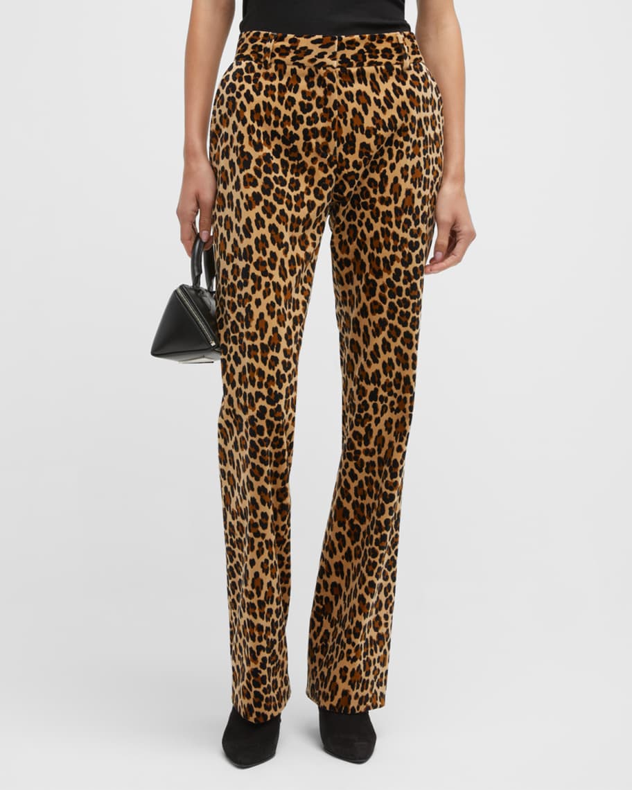 FRAME Mini Leopard Bootcut Trousers | Neiman Marcus