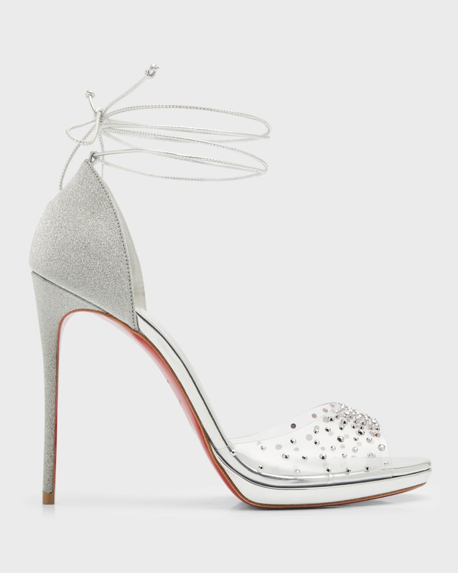 Louboutin Degratina Frou Red Sole Embellished Stiletto Sandals | Neiman